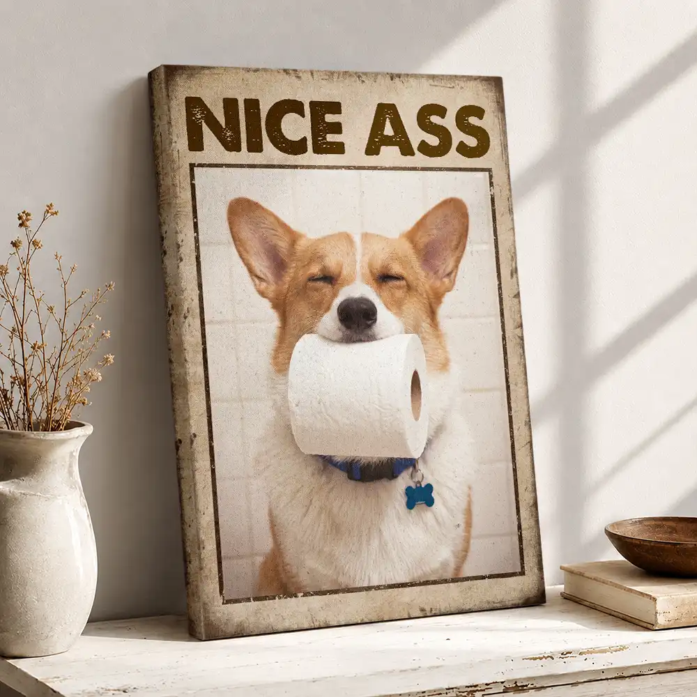 Art Design,Humorous,Pet Lovers,Photo - Funny Bathroom Pet  - Custom Photo Funny Bathroom Pet A Dog Will Be With You Shortly - Personalized Poster