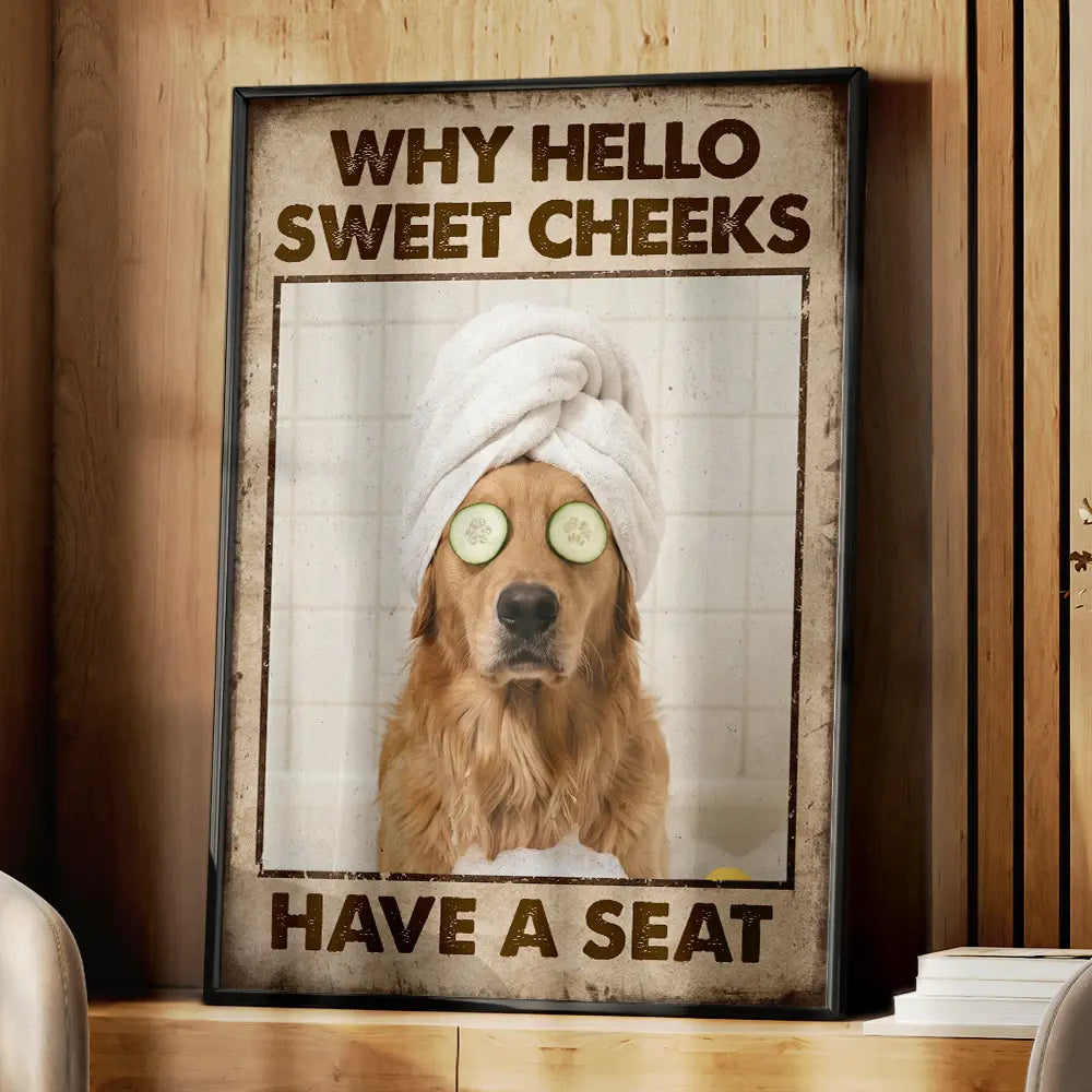 Art Design,Humorous,Pet Lovers,Photo - Funny Bathroom Pet  - Custom Photo Funny Bathroom Pet A Dog Will Be With You Shortly - Personalized Poster