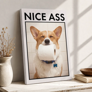 Custom Photo, Art Design, Pet Lovers, Humorous, Photo - Funny Bathroom Pet  - Custom Photo Funny Bathroom Pet Nice Butt Are You Pooping Toilet Dog Cat - Personalized Poster