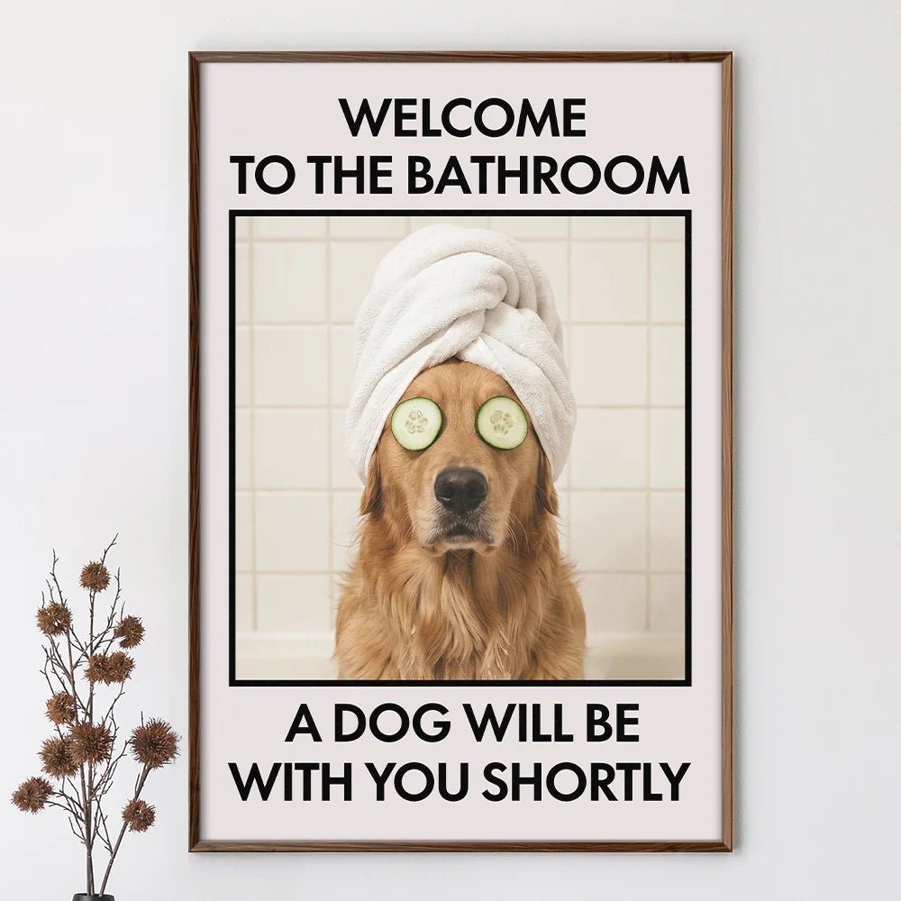 Custom Photo, Art Design, Pet Lovers, Humorous, Photo - Funny Bathroom Pet  - Custom Photo Funny Bathroom Pet Nice Butt Are You Pooping Toilet Dog Cat - Personalized Poster