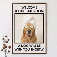 Custom Photo, Art Design, Pet Lovers, Humorous, Photo - Funny Bathroom Pet  - Custom Photo Funny Bathroom Pet Nice Butt Are You Pooping Toilet Dog Cat - Personalized Poster
