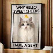 Custom Photo, Art Design, Pet Lovers, Humorous, Photo - Funny Bathroom Pet  - Custom Photo Funny Bathroom Pet Nice Butt Are You Pooping Toilet Dog Cat - Personalized Poster