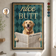 Custom Photo,Art Design,Pet Lovers,Humorous,Photo - Funny Bathroom Pet  - Custom Photo Funny Bathroom Pet Nice Butt Toilet Dog Cat - Personalized Poster