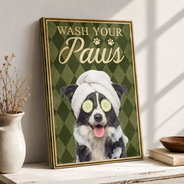 Custom Photo,Art Design,Pet Lovers,Humorous,Photo - Funny Bathroom Pet  - Custom Photo Funny Bathroom Pet Nice Butt Toilet Dog Cat - Personalized Poster
