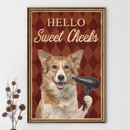 Custom Photo,Art Design,Pet Lovers,Humorous,Photo - Funny Bathroom Pet  - Custom Photo Funny Bathroom Pet Nice Butt Toilet Dog Cat - Personalized Poster