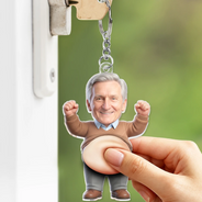 Custom Photo,Art Design,Family,Humorous,Photo - Belly FreeStyle Pose Figure - Custom Photo Funny Belly Character Family Member - Personalized Squishy Acrylic Keychain