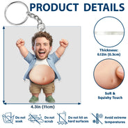 Custom Photo,Art Design,Family,Humorous,Photo - Belly FreeStyle Pose Figure - Custom Photo Funny Belly Character Family Member - Personalized Squishy Acrylic Keychain
