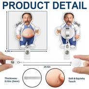 Humorous,Nurse,Custom Photo,Cut-Face Photo - Custom Photo Funny Belly Healthcare Heroes - Personalized Squishy Badge Reel