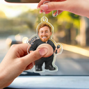 Humorous,Officer,Custom Photo,Cut-Face Photo - Custom Photo Funny Belly Police Officer On Duty - Personalized Squishy Acrylic Car Hanger