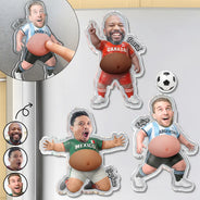 Custom Photo, Football (Soccer), Gift For Men, Gift For Yourself, Humorous, Summer Soccer Games, Cut-Face Photo - Custom Photo Funny Belly Score A Goal - Personalized Squishy Acrylic Fridge Magnet