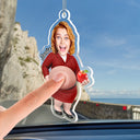 Teacher,Humorous,Back To School,Custom Photo,Cut-Face Photo - Custom Photo Funny Belly Teacher On Duty - Personalized Squishy Acrylic Car Hanger