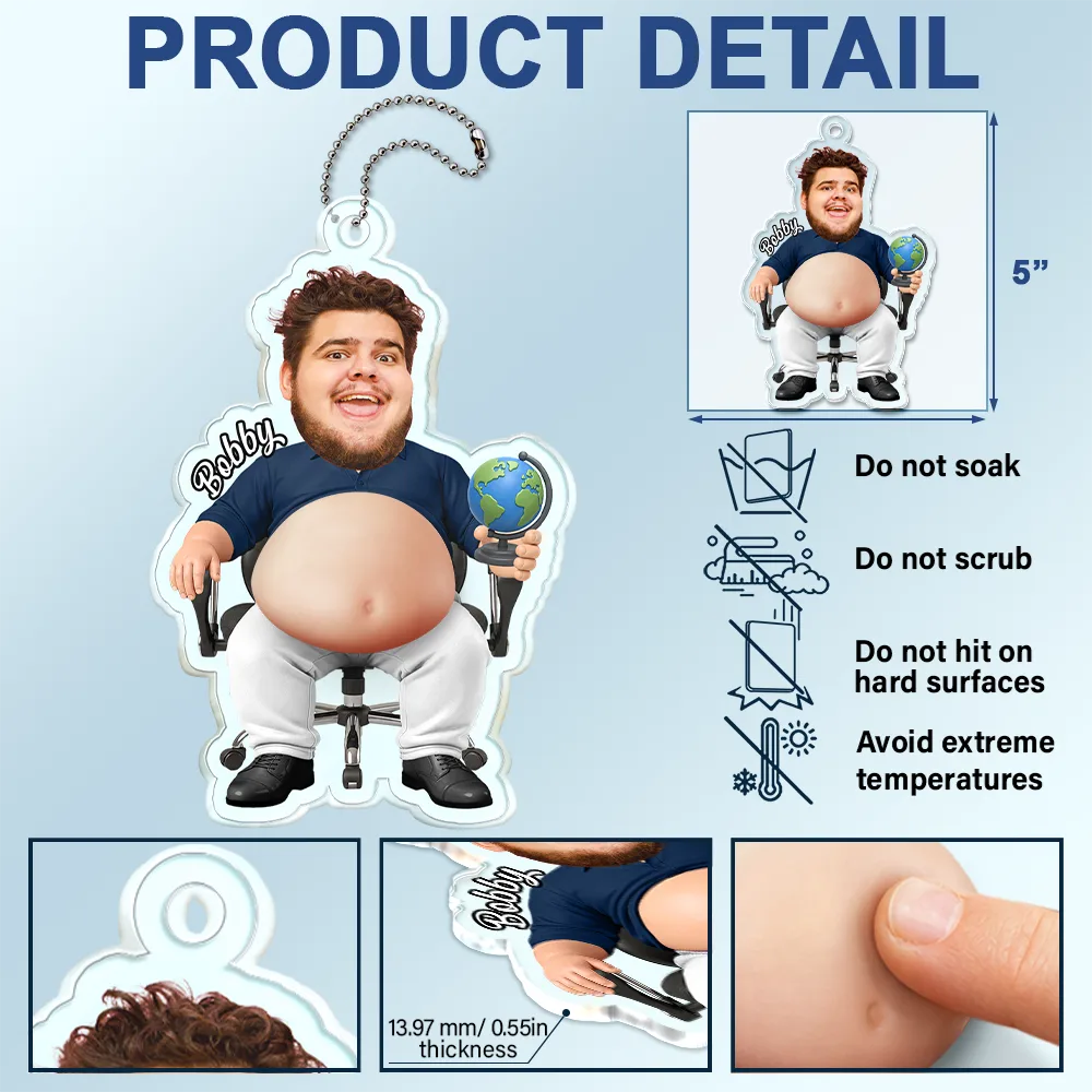 Teacher,Humorous,Back To School,Custom Photo,Cut-Face Photo - Custom Photo Funny Belly Teacher On Duty - Personalized Squishy Acrylic Car Hanger