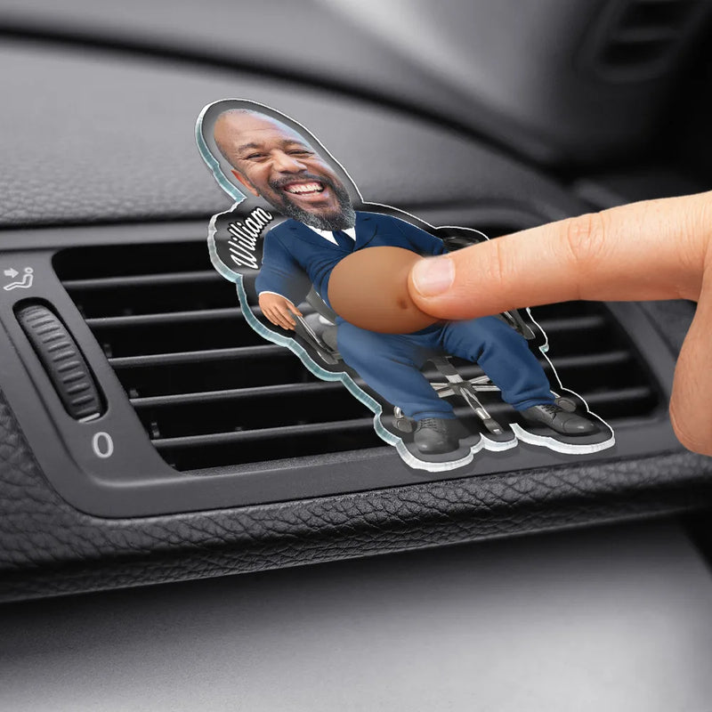 Teacher,Humorous,Back To School,Custom Photo,Cut-Face Photo - Custom Photo Funny Belly Teacher On Duty - Personalized Squishy Acrylic Car Vent Clip
