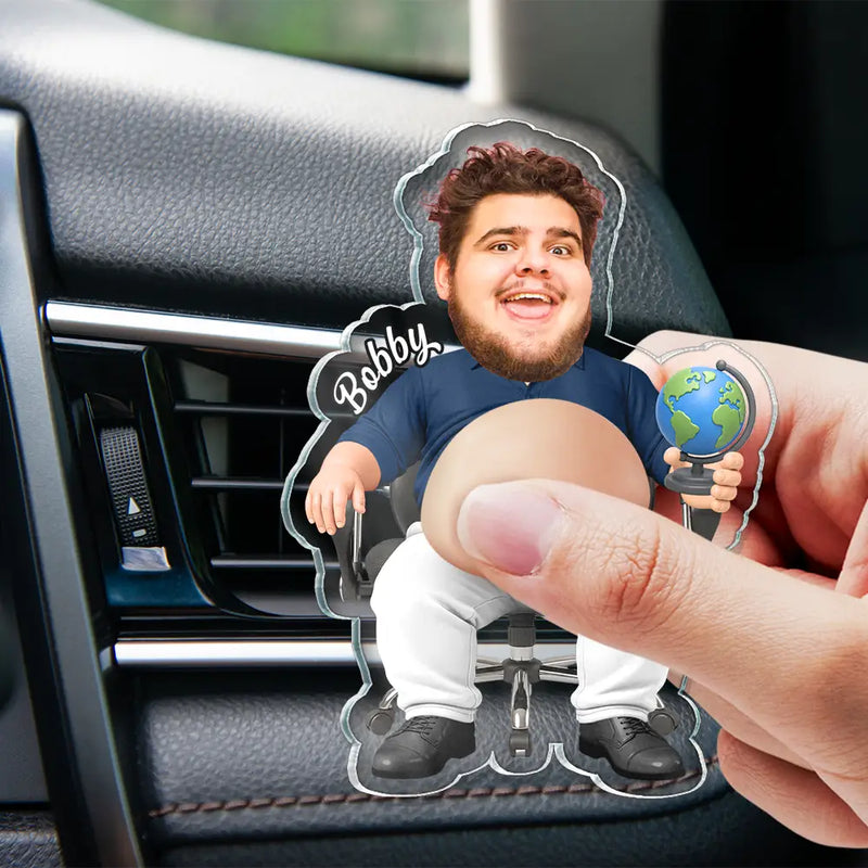 Teacher,Humorous,Back To School,Custom Photo,Cut-Face Photo - Custom Photo Funny Belly Teacher On Duty - Personalized Squishy Acrylic Car Vent Clip