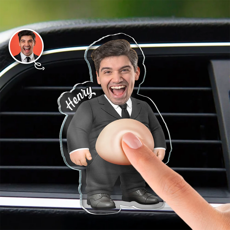 Teacher,Humorous,Back To School,Custom Photo,Cut-Face Photo - Custom Photo Funny Belly Teacher On Duty - Personalized Squishy Acrylic Car Vent Clip