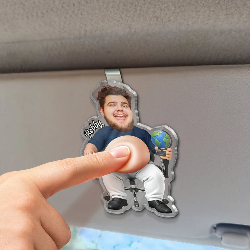 Teacher, Humorous, Back To School, Custom Photo, Cut-Face Photo - Custom Photo Funny Belly Teacher On Duty - Personalized Squishy Acrylic Car Visor Clip