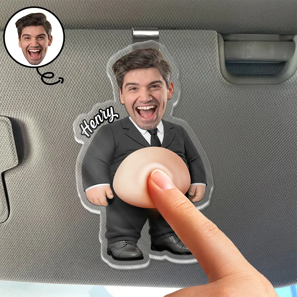 Teacher, Humorous, Back To School, Custom Photo, Cut-Face Photo - Custom Photo Funny Belly Teacher On Duty - Personalized Squishy Acrylic Car Visor Clip