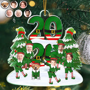 Family,Parents,Gift For Grandparents,Gift For Kids,Gift For Grandkids,Pet Lovers,Dog Lovers,Christmas,Custom Photo - Custom Photo Funny Christmas Elf Family Face Cut - Personalized Custom Shaped Acrylic Ornament