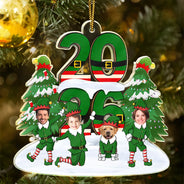 Family,Parents,Gift For Grandparents,Gift For Kids,Gift For Grandkids,Pet Lovers,Dog Lovers,Christmas,Custom Photo - Custom Photo Funny Christmas Elf Family Face Cut - Personalized Custom Shaped Acrylic Ornament