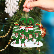 Family,Parents,Gift For Grandparents,Gift For Kids,Gift For Grandkids,Pet Lovers,Dog Lovers,Christmas,Custom Photo - Custom Photo Funny Christmas Elf Family Face Cut - Personalized Custom Shaped Acrylic Ornament