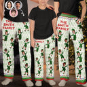 Family,Parents,Gift For Grandparents,Gift For Kids,Gift For Grandkids,Pet Lovers,Dog Lovers,Christmas,Custom Photo - Custom Photo Funny Christmas Elf Family Face Cut - Personalized Pajama Pants