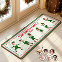 Family,Parents,Gift For Grandparents,Gift For Kids,Gift For Grandkids,Pet Lovers,Dog Lovers,Christmas,Custom Photo - Custom Photo Funny Christmas Elf Family Face Cut - Personalized Runner Rug