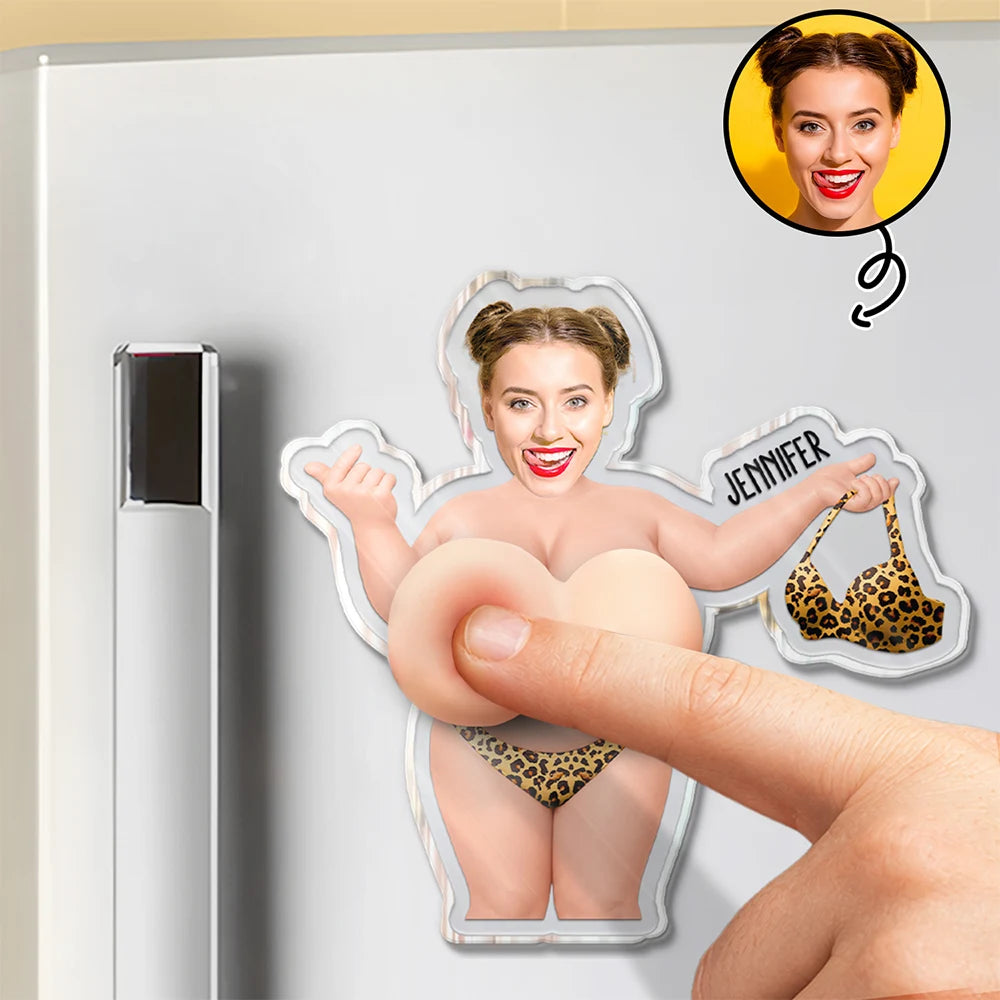 Custom Photo, Gift For Men, Gift For Yourself, Humorous, Cut-Face Photo - Custom Photo Funny Come On Baby - Personalized Squishy Acrylic Fridge Magnet