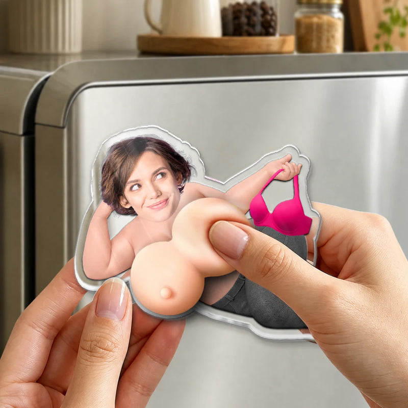 Custom Photo, Gift For Men, Gift For Yourself, Humorous, Cut-Face Photo - Custom Photo Funny Come On Baby - Personalized Squishy Acrylic Fridge Magnet