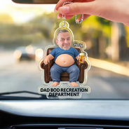 Gift For Father,Custom Photo,Humorous,Cut-Face Photo - Custom Photo Funny Dad Bod Belly - Personalized Acrylic Car Hanger