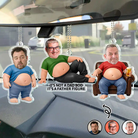 Custom Photo Funny Dad Bod Belly - Personalized Acrylic Car Hanger