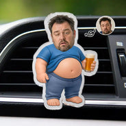 Gift For Father, Custom Photo, Humorous, Cut-Face Photo - Custom Photo Funny Dad Bod Belly - Personalized Acrylic Car Vent Clip