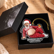 Christmas,Humorous,Gift For Men,Custom Photo,Gift For Yourself,Cut-Face Photo - Custom Photo Funny Dad Bod Belly For Him Dad Husband - Personalized Squishy Acrylic Ornament