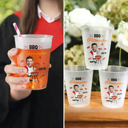 Gift For Men,Gift For Grandpa,Gift For Father,Funny,Photo,Vector,Humorous - Custom Photo Funny Dad Grandpa Grill Master - Personalized Frosted Cups