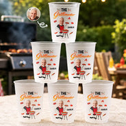 Gift For Men,Gift For Grandpa,Gift For Father,Funny,Photo,Vector,Humorous - Custom Photo Funny Dad Grandpa Grill Master - Personalized Frosted Cups