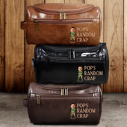 Gift For Father - Custom Photo Funny Dad Papa Uncle Random Thing - Personalized Leather Toiletry Bag