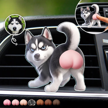Custom Photo Funny Dog Cat Pet Butt - Personalized Squishy Acrylic Car Vent Clip