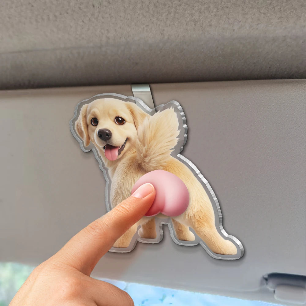 Art Design,Humorous,Pet Lovers,Photo - Squishy Pet Butt - Custom Photo Funny Dog Cat Pet Butt - Personalized Squishy Acrylic Car Visor Clip