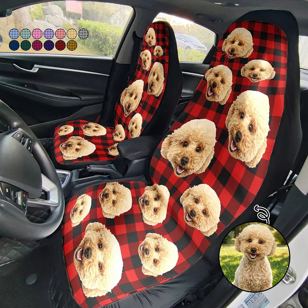 Custom Photo Funny Dog Cat Pet Human Face - Personalized Car Seat Cover