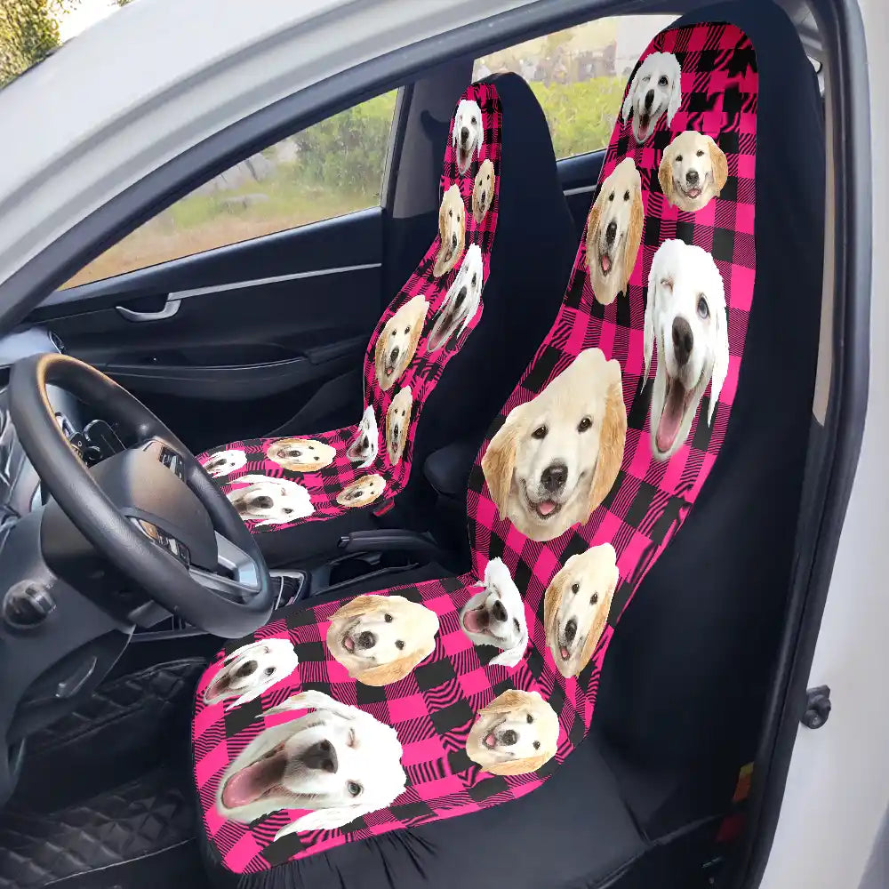 Pet Lovers, Funny - Custom Photo Funny Dog Cat Pet Human Face - Personalized Car Seat Cover