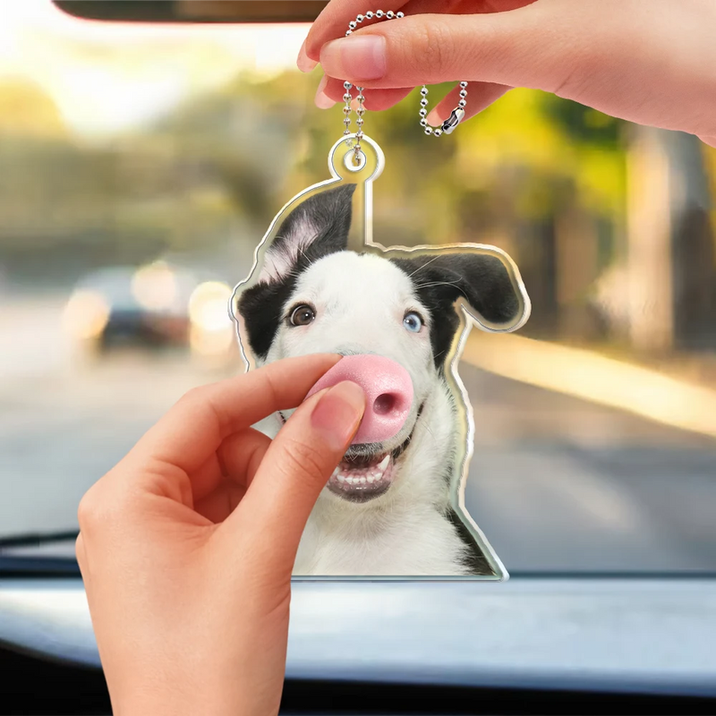 Art Design, Humorous, Dog Lovers, Pet Lovers, Photo - Squishy Dog Nose - Custom Photo Funny Dog Nose - Personalized Squishy Acrylic Car Hanger
