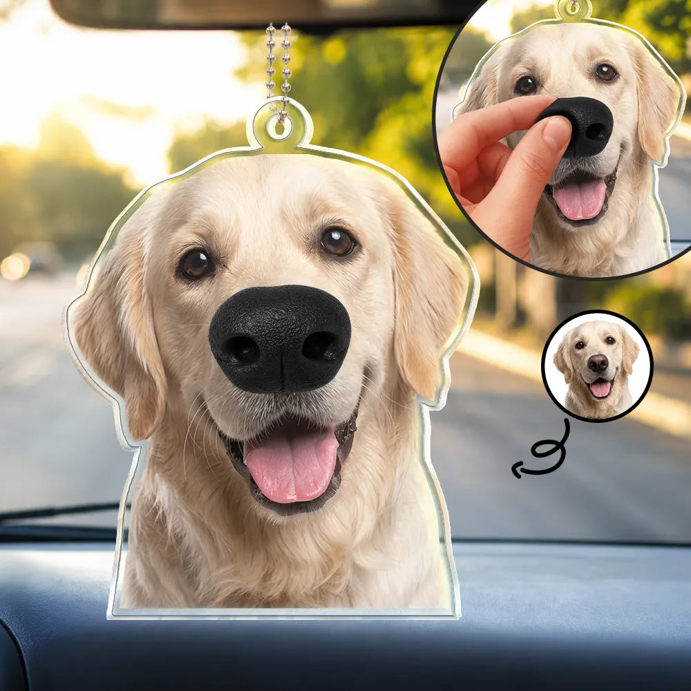 Art Design, Humorous, Dog Lovers, Pet Lovers, Photo - Squishy Dog Nose - Custom Photo Funny Dog Nose - Personalized Squishy Acrylic Car Hanger