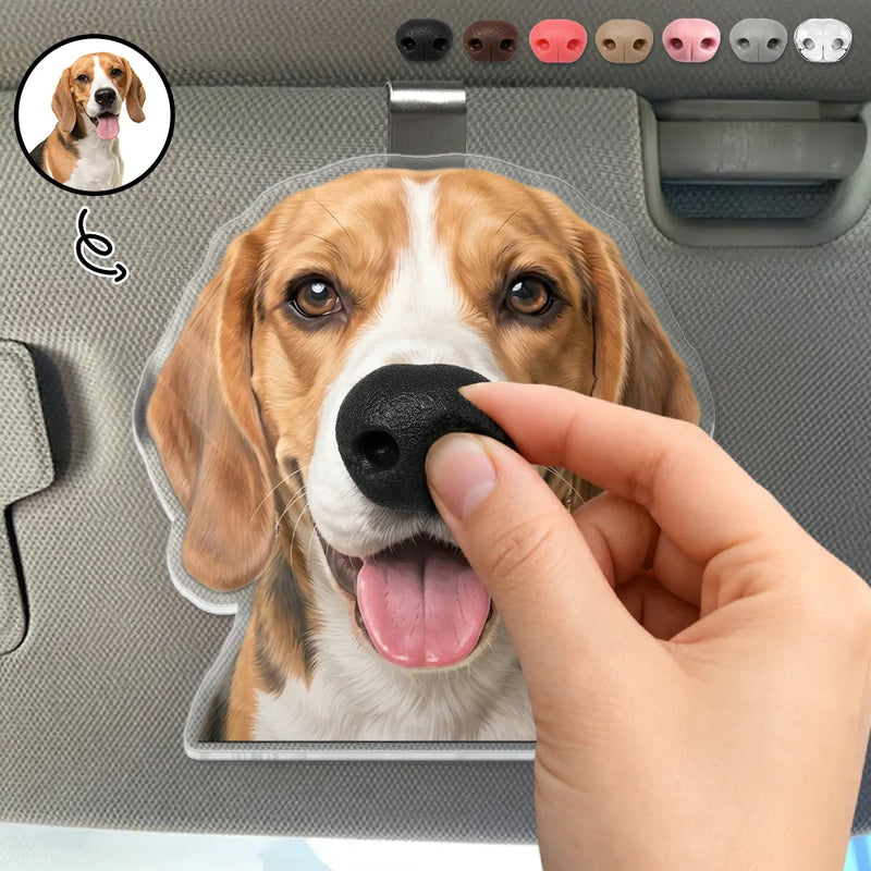 Art Design, Humorous, Custom Photo, Dog Lovers, Pet Lovers, Photo - Squishy Dog Nose - Custom Photo Funny Dog Nose - Personalized Squishy Acrylic Car Visor Clip