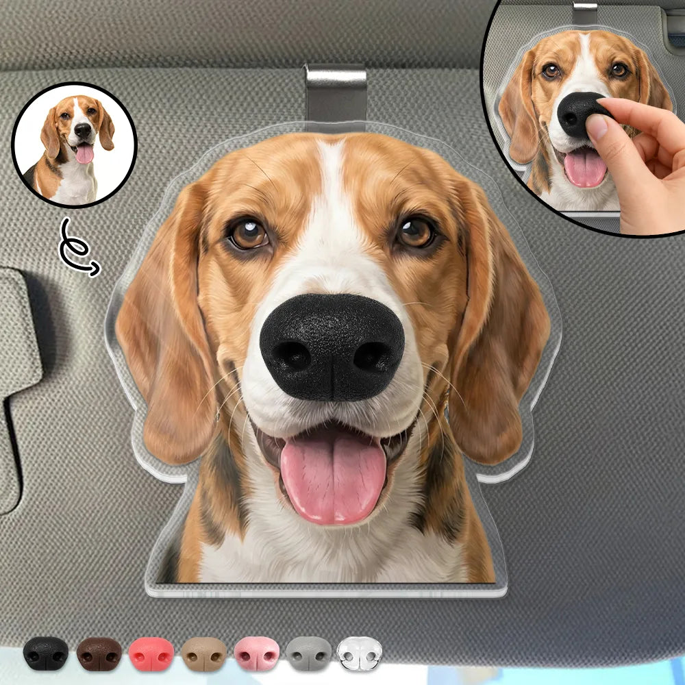 Art Design, Humorous, Custom Photo, Dog Lovers, Pet Lovers, Photo - Squishy Dog Nose - Custom Photo Funny Dog Nose - Personalized Squishy Acrylic Car Visor Clip