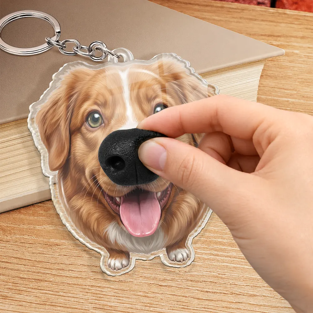 Art Design, Humorous, Custom Photo, Dog Lovers, Pet Lovers, Photo - Squishy Dog Nose - Custom Photo Funny Dog Nose - Personalized Squishy Acrylic Keychain