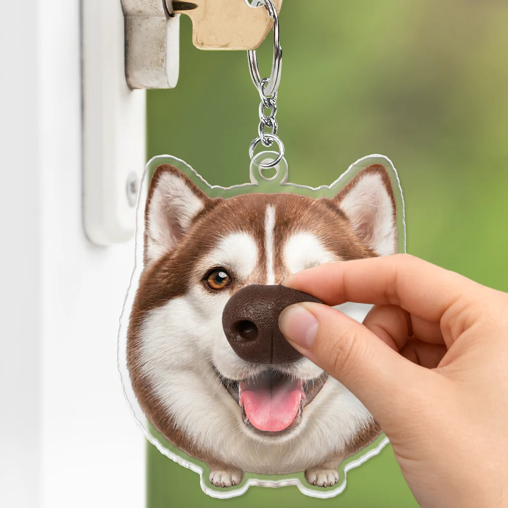 Art Design, Humorous, Custom Photo, Dog Lovers, Pet Lovers, Photo - Squishy Dog Nose - Custom Photo Funny Dog Nose - Personalized Squishy Acrylic Keychain