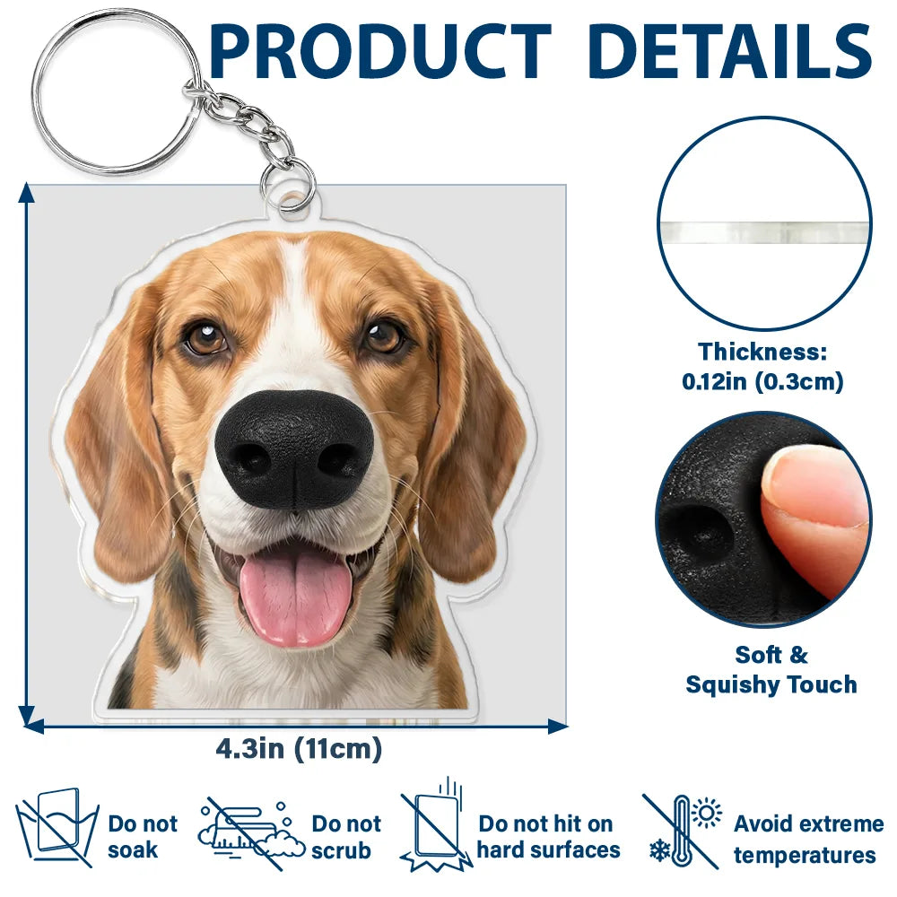 Art Design, Humorous, Custom Photo, Dog Lovers, Pet Lovers, Photo - Squishy Dog Nose - Custom Photo Funny Dog Nose - Personalized Squishy Acrylic Keychain