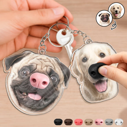 Custom Photo Funny Dog Nose - Personalized Squishy Acrylic Keychain