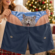 Pet Dad,Gift For Father,Humorous,Custom Photo,Pet Lovers,Cut-Face Photo - Custom Photo Funny Dog Pet Face Gift For Husband Boyfriend - Personalized Casual Shorts