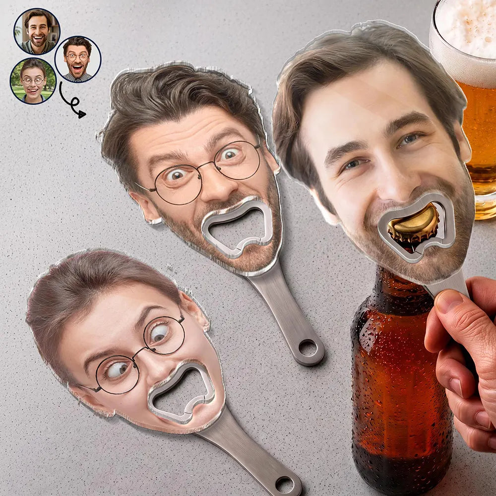 Humorous,Custom Photo,Gift For Yourself,Wedding,Cut-Face Photo - Custom Photo Funny Face Cut Party - Personalized Custom Shaped Bottle Opener