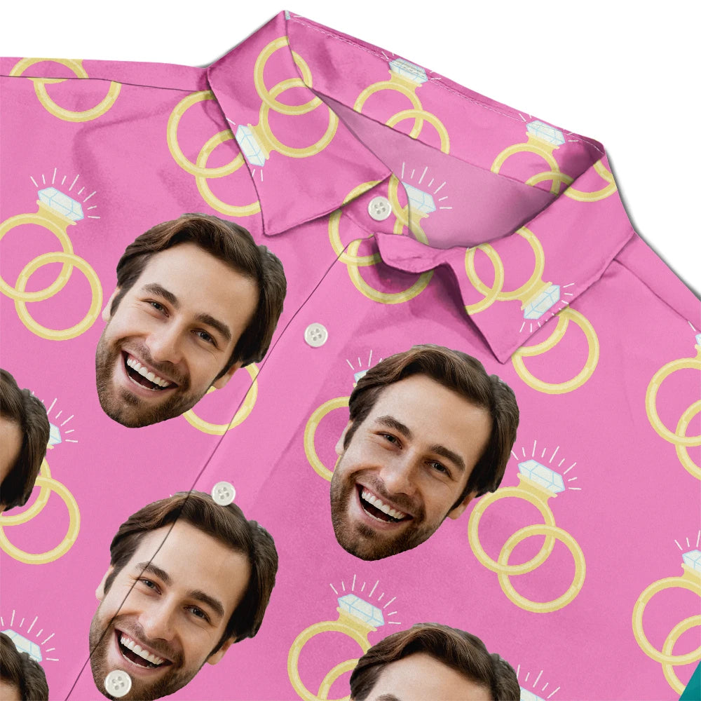 Top Market, Humorous, Gift For Men, Custom Photo, Gift For Yourself, Wedding, Cut-Face Photo - Custom Photo Funny Face Wedding Party - Personalized Hawaiian Shirt